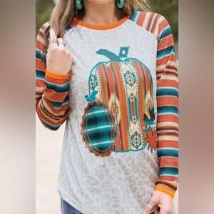 CRAZY TRAIN Size Large Waffle Knit Raglan Sleeve Fall Pumpkin Pullover Top NWOT